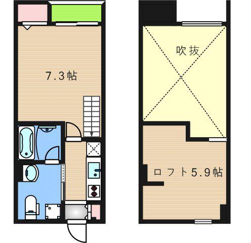 アクセル住之江(1K/1階)の間取り写真