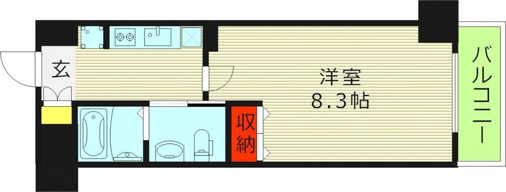エルプレイス京橋(1K/3階)の間取り写真