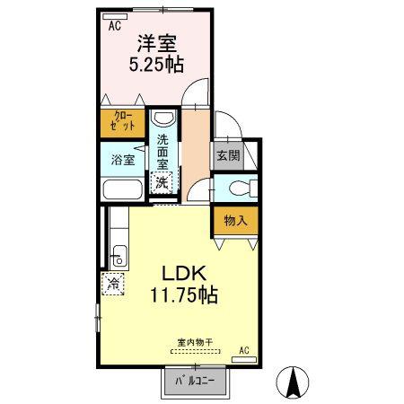 SEEDS WIT佐古(1LDK/2階)の間取り写真