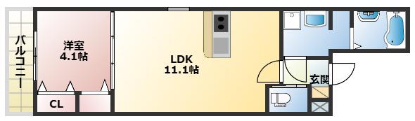 ジーメゾン明石スフィリア(1LDK/2階)の間取り写真