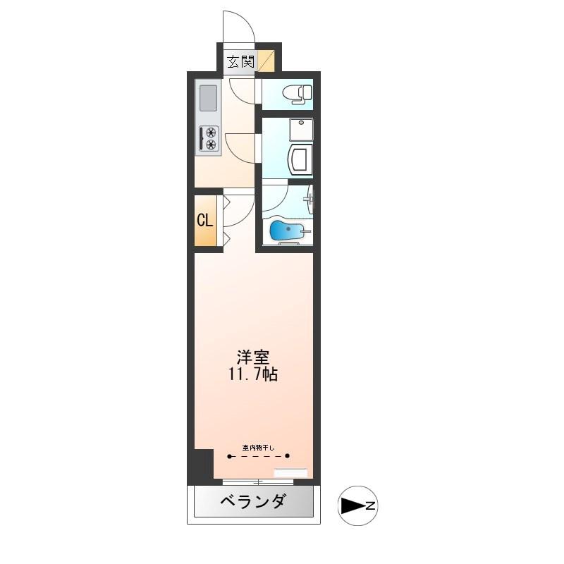 サンライズ宇都宮(1K/7階)の間取り写真