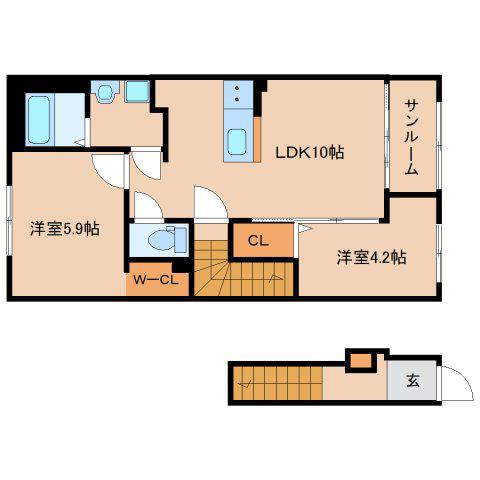南京終7丁目アパート工事(2LDK/2階)の間取り写真