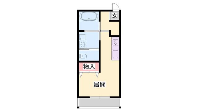 メトレス福田I(ワンルーム/2階)の間取り写真