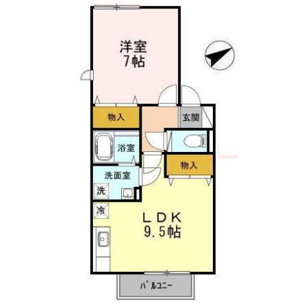 プチセジュール洲先町(1LDK/2階)の間取り写真