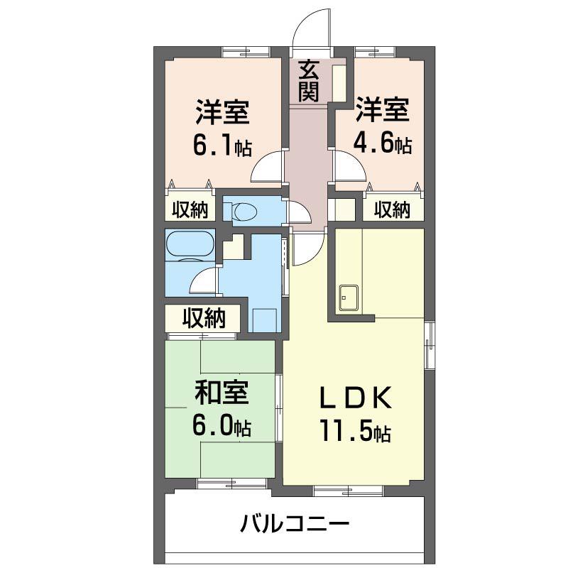 エクセル中野(3LDK/2階)の間取り写真