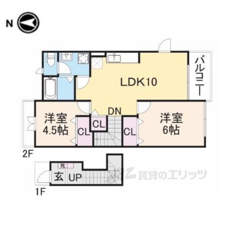 ラポレⅠ(2LDK/2階)の間取り写真