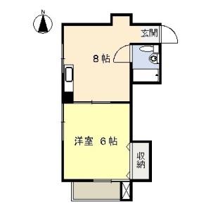光ビル(1DK/2階)の間取り写真