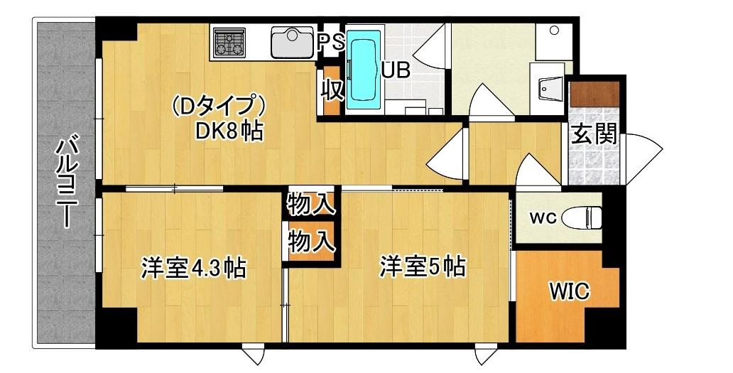 フレンドハウス(2DK/4階)の間取り写真