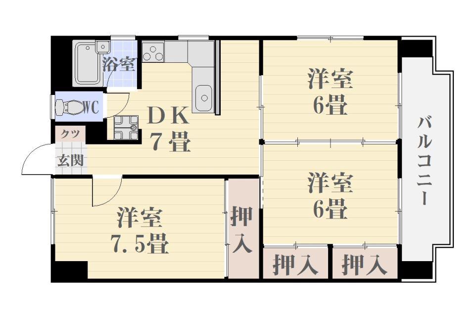 サンシャイン上之園(3DK/4階)の間取り写真