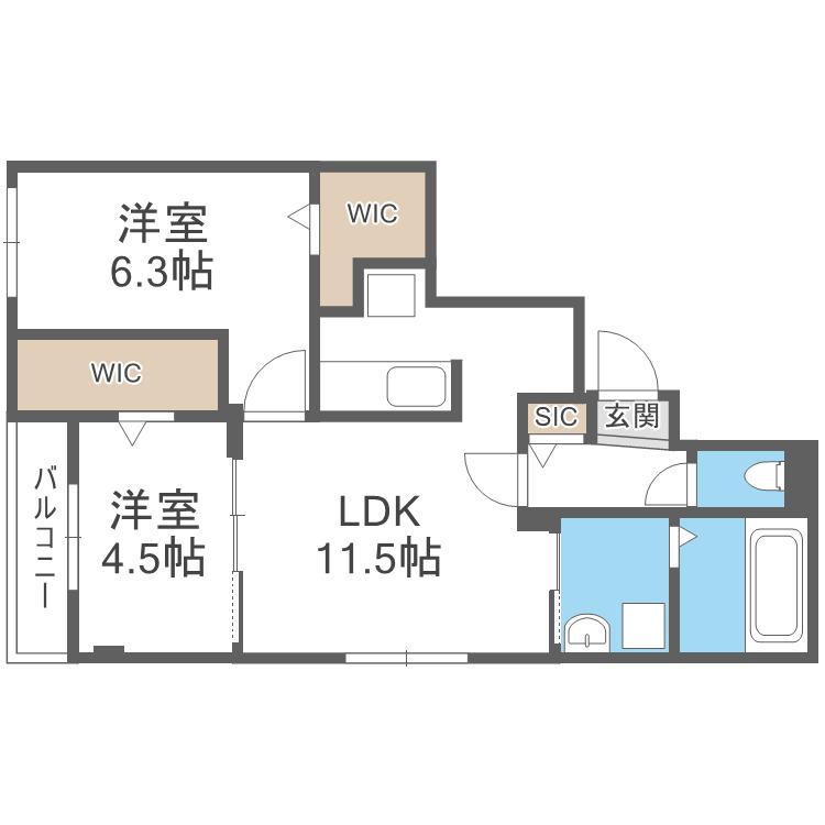 DORMIRE新札幌(2LDK/3階)の間取り写真