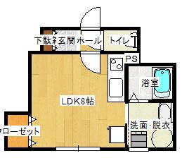 デリス・メゾンVI(ワンルーム/1階)の間取り写真