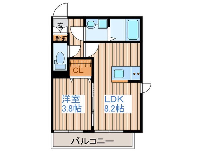 アンビシオン泉中央(1LDK/2階)の間取り写真