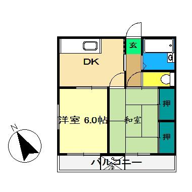 メゾンよこはま(2DK/3階)の間取り写真