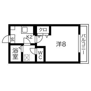 クレフラスト大曽根北A棟(1K/1階)の間取り写真