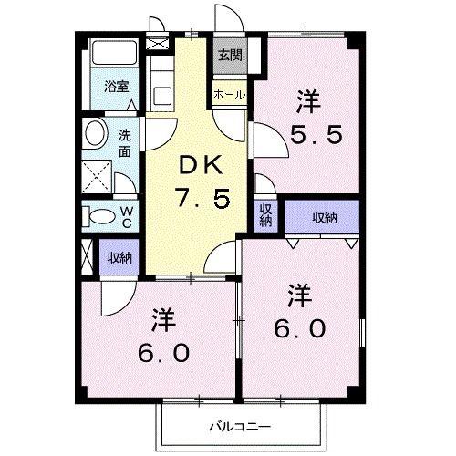 シャンポワール(3DK/2階)の間取り写真