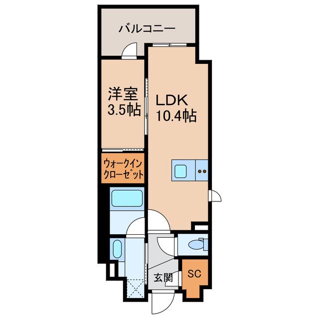 ポレスター祇園一丁目(1LDK/5階)の間取り写真