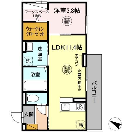 ウエスト・パーク B(1LDK/3階)の間取り写真