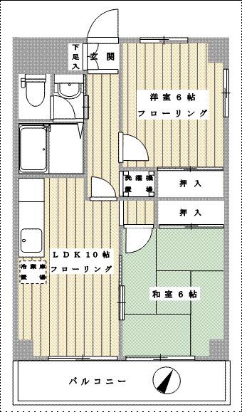 パレ岸町(2LDK/3階)の間取り写真