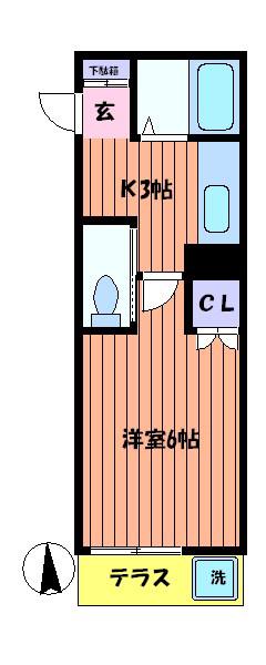 高武福生(1K/2階)の間取り写真