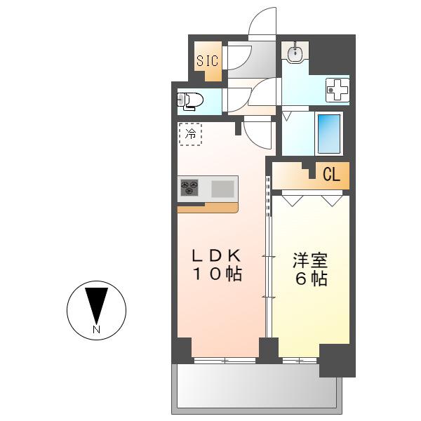 S-RESIDENCE古出来一丁目(1LDK/2階)の間取り写真