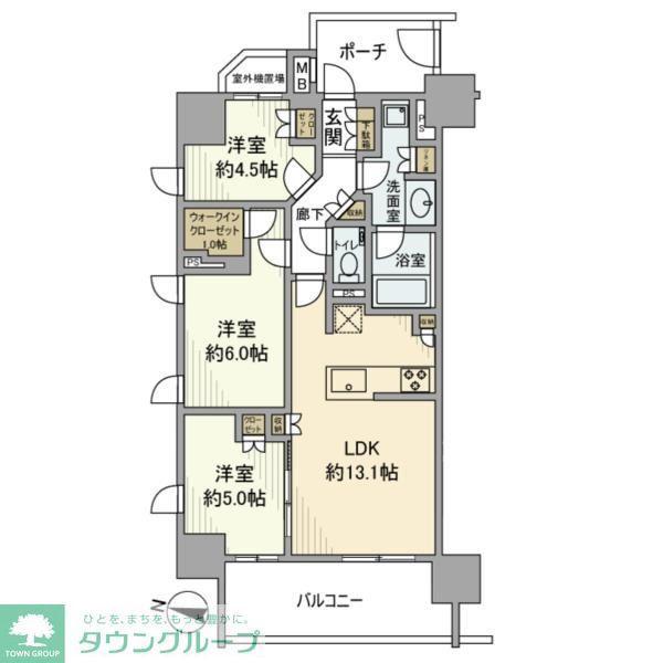 グローリオ武蔵関(3LDK/12階)の間取り写真