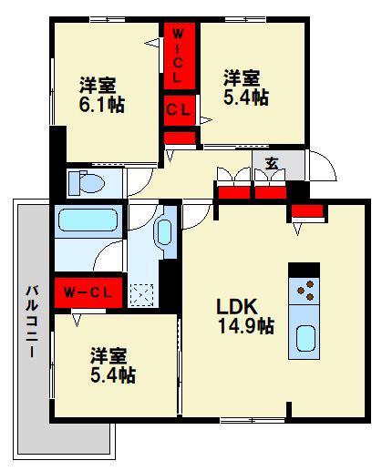 TORISIA相生町(3LDK/2階)の間取り写真