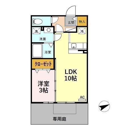 ノーブル千舟A(1LDK/1階)の間取り写真