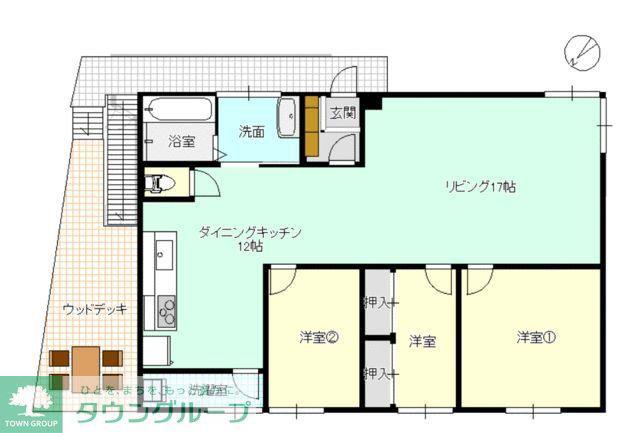西都賀5丁目店舗併用(3LDK/2階)の間取り写真
