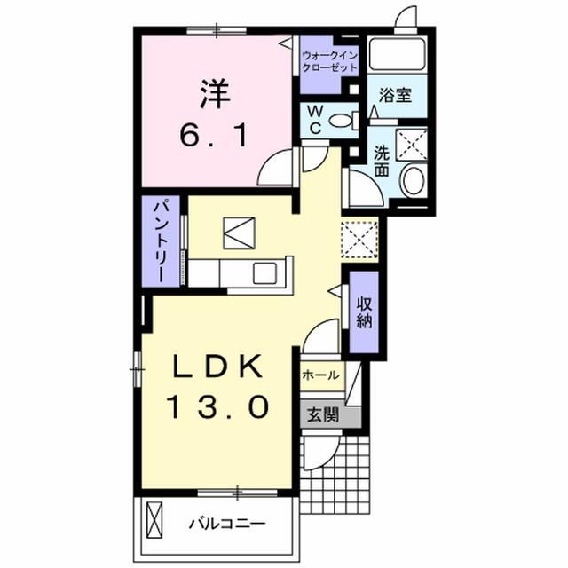 アップル.東B(1LDK/1階)の間取り写真