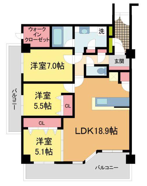 イトーピア夙川結善町(3LDK/2階)の間取り写真