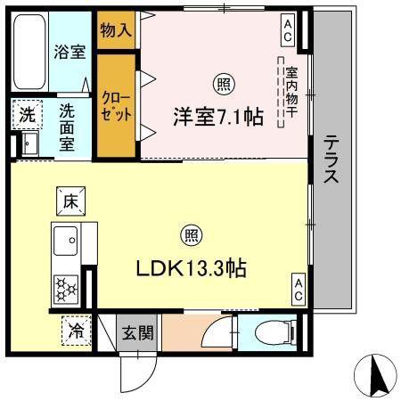 D-ROOM小田原五丁目(1LDK/1階)の間取り写真