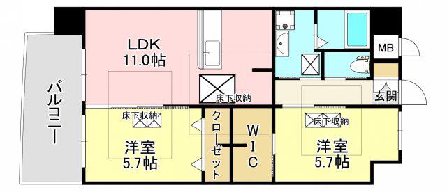 FU-TON4祇園さくら坂(2LDK/4階)の間取り写真