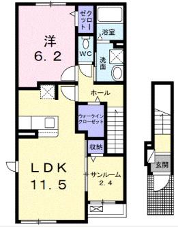 トン ジャルダン(1LDK/2階)の間取り写真