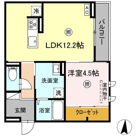 グランヒルHS石垣(1LDK/3階)の間取り写真