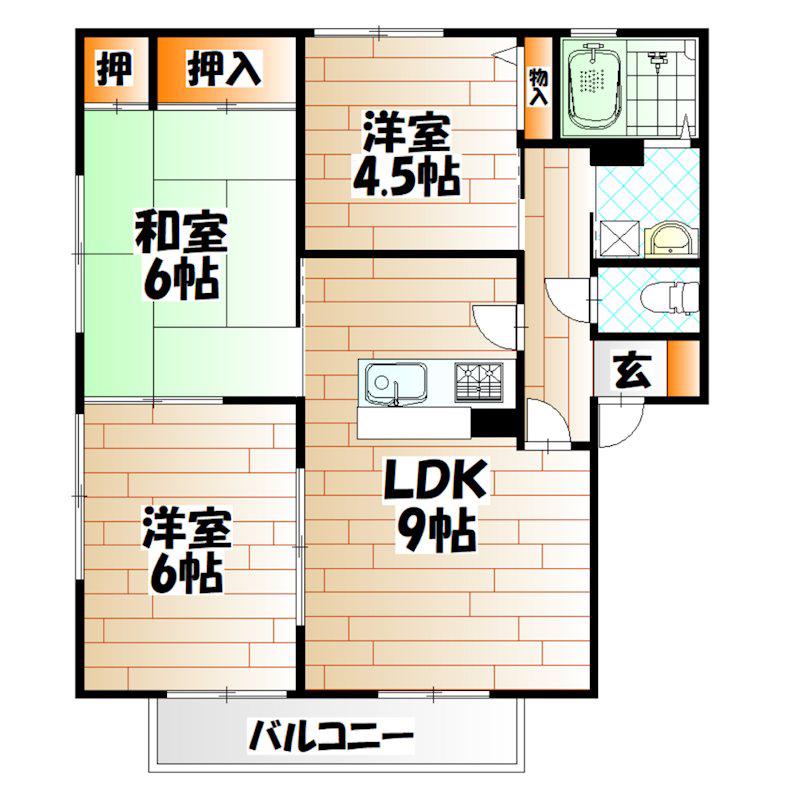 パラシオ赤坂B棟(3LDK/2階)の間取り写真