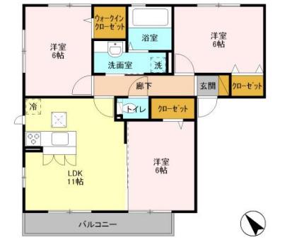 ソレイユII(3LDK/1階)の間取り写真