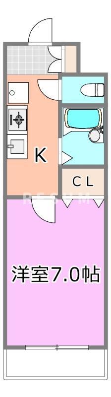 新田町小川マンション(1K/6階)の間取り写真