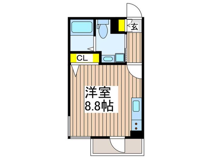 ライフゾーン藤沢(ワンルーム/2階)の間取り写真