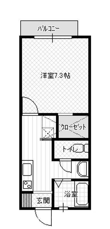 ユリアハイツC(1K/2階)の間取り写真