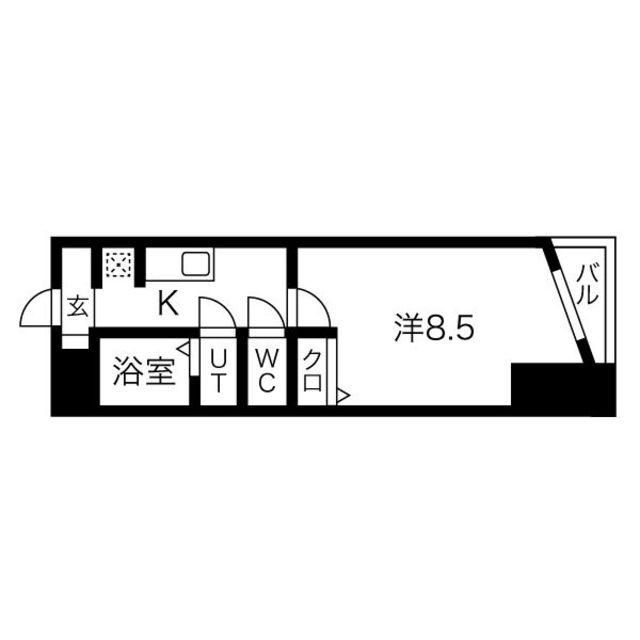 シャトーボヌール(1K/3階)の間取り写真