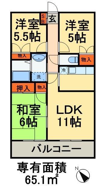 マリンヴュー検見川(3LDK/3階)の間取り写真