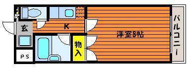 フィオーレK2(1K/1階)の間取り写真