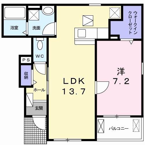ルミエール ヴォアレB(1LDK/1階)の間取り写真