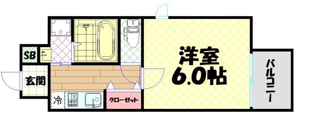 DOLCE(1K/6階)の間取り写真