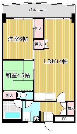 成田ハイツ(2LDK/5階)の間取り写真