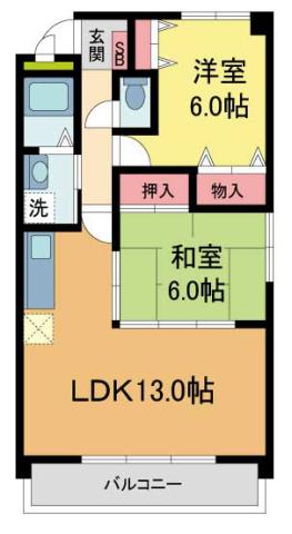 シェリール苦楽園II(2LDK/1階)の間取り写真