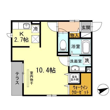 アペルトサピエンティア(ワンルーム/3階)の間取り写真