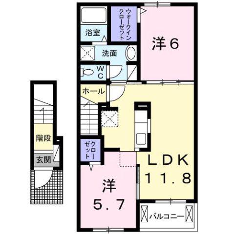 フェリーチェ丸亀(2LDK/2階)の間取り写真
