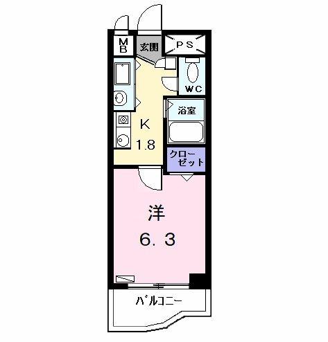 レーベンズ・フロイデ(1K/2階)の間取り写真
