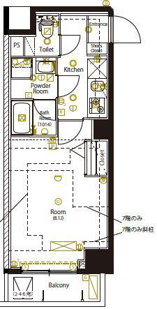 マーロ千住クレストタップII(1K/7階)の間取り写真